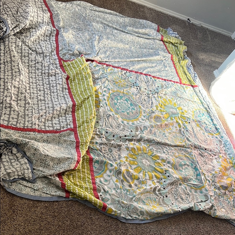 Anthropologie Gray and Yellow Duvet Cover